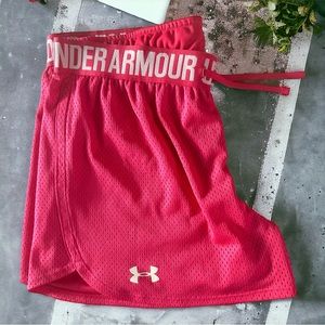 Women's Under Armour Heat Gear Mesh Shorts #1292511 Pink Size Small